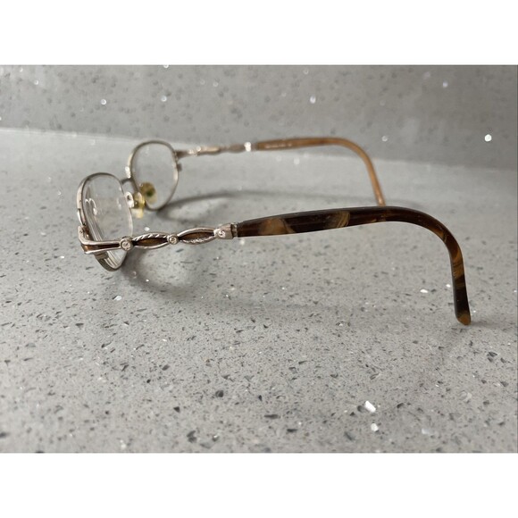 Joan Collins 9731 Gold Brown Eyeglasses FRAMES ONLY 52-16-135 oval full rim - Picture 3 of 16